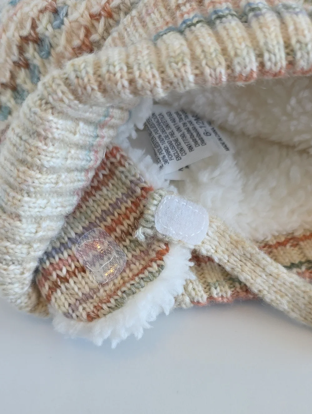 Cat & Jack Baby Multicolored Striped Pom Beanie & Mittens Set Size 6-12 Months